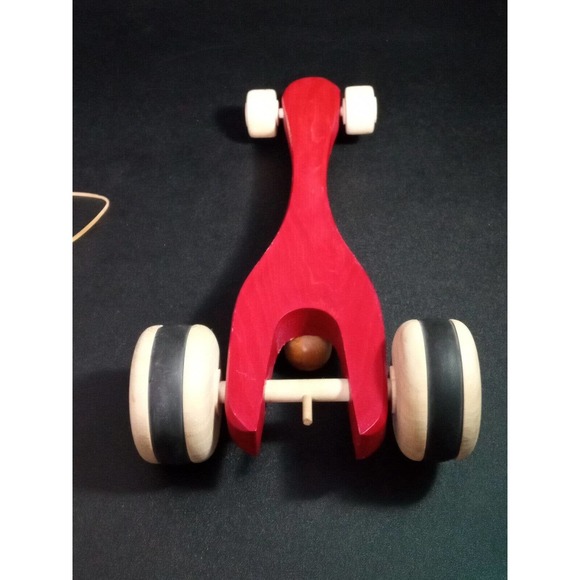 RARE Kinderkram Wooden Racecar Rubber Band Propelled Toy from Germany castle - Picture 4 of 5